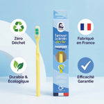 Brosse à dents rechargeable Lamazuna Déclic Medium mimosa - Zéro déchet, écologique et fabriquée en France
