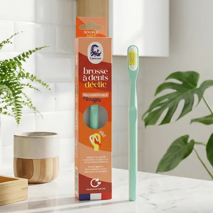 Brosse à dents rechargeable Lamazuna vert d'eau avec tête remplaçable, salle de bain moderne
