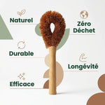 Brosse à vaisselle Bambaw fibre de coco naturelle, durable et zéro déchet avec bénéfices écologiques