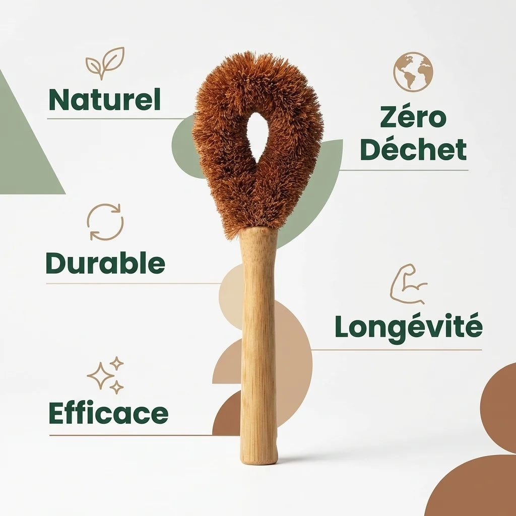 Brosse à vaisselle Bambaw fibre de coco naturelle, durable et zéro déchet avec bénéfices écologiques