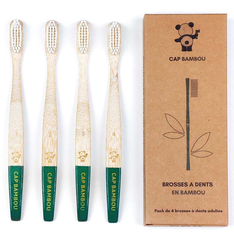 Cap Bambou : Brosse à dents adulte x4 poils souples gravées Cap Bambou