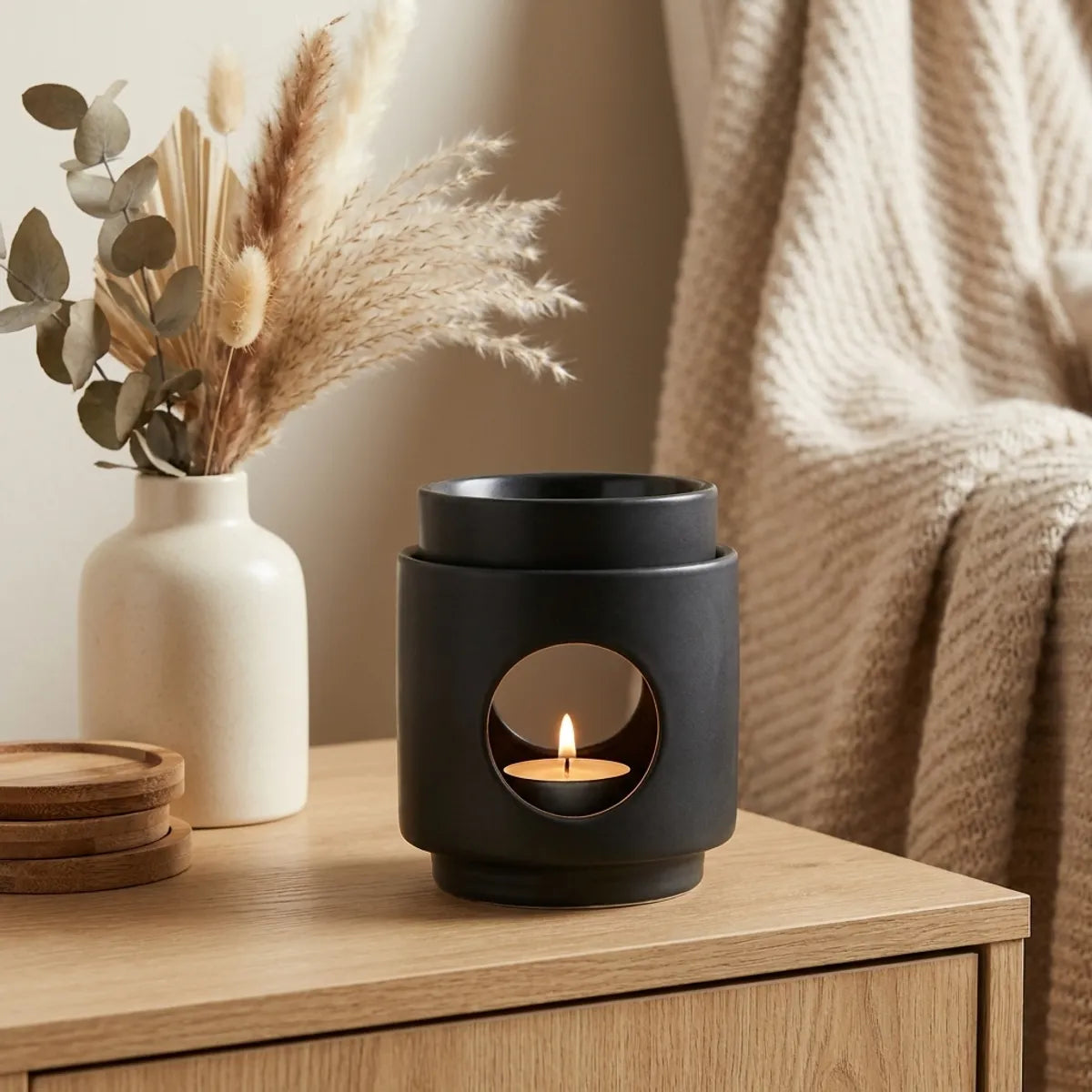 Brûle-parfum cire Scentships dôme noir céramique, décoration ambiance maison
