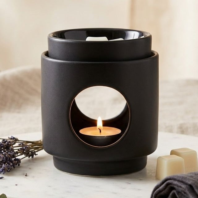 Brûle-parfum cire Scentships dôme noir céramique ambiance minimaliste