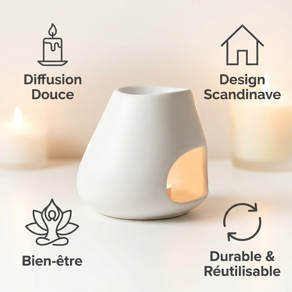 Brûle parfum Bubble blanc Scentchips avec icônes diffusion douce, design scandinave, bien-être et durabilité