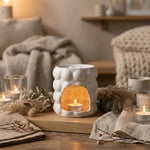 Brûle parfum Bubble Blanc Scentchips avec cire parfumée sur surface bois