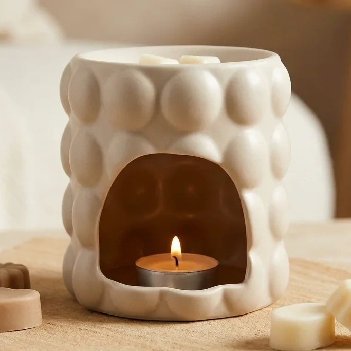 Brûle parfum Bubble Desert Beige Scentchips avec cire parfumée et bougie chauffe-plat