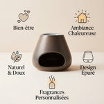 Brûle parfum Scentchips Bulb bronze avec icônes bien-être, ambiance chaleureuse et design épuré