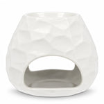 Brûle parfum Scentchips Chiselled Blanc avec design géométrique facetté, chauffe-cire céramique blanc pur
