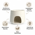 Brûle parfum Hive Low blanc céramique avec avantages : ambiance chaleureuse, installation rapide, zéro électricité