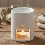 Brûle parfum blanc Scentchips avec une bougie à l'intérieur 