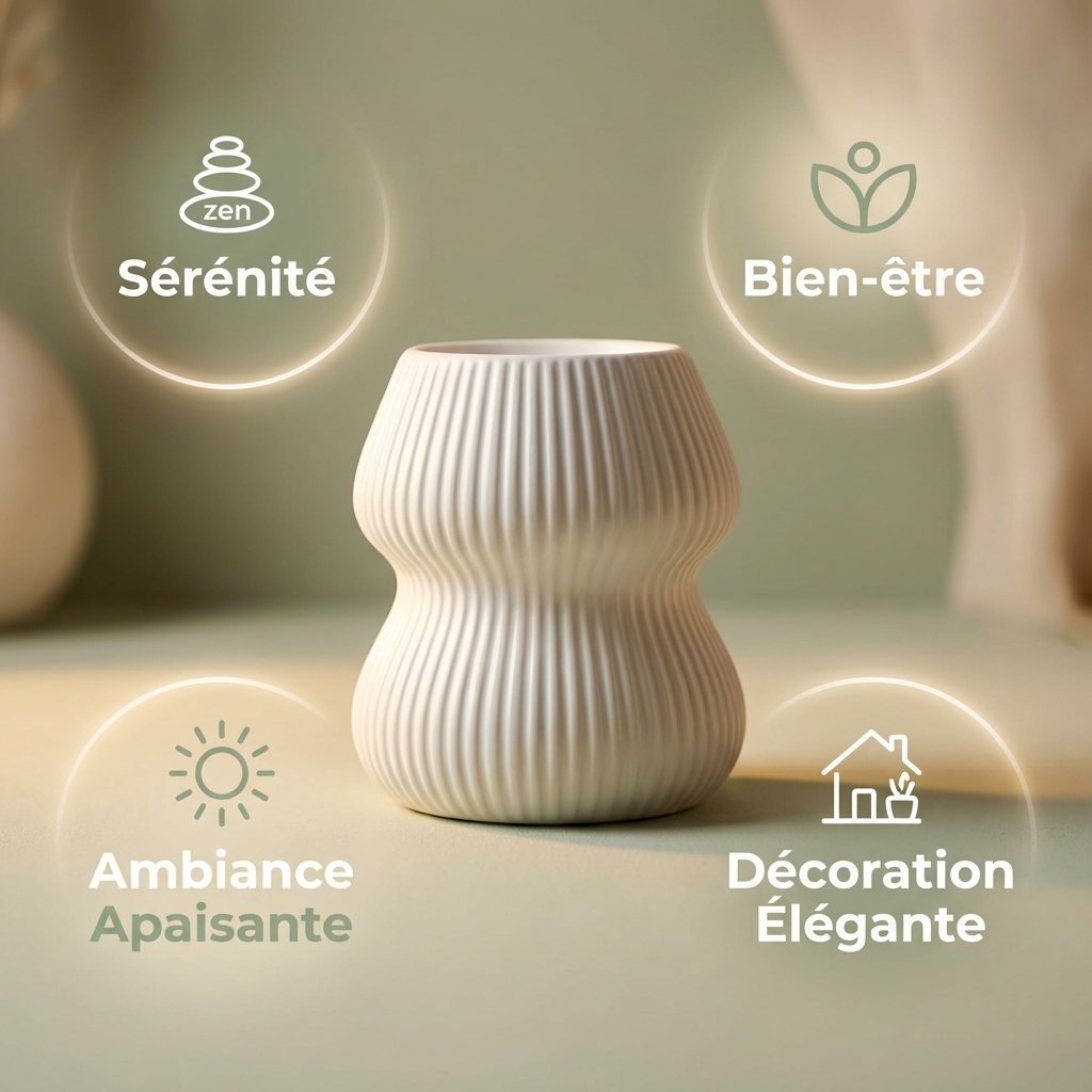 Brûleur de parfum Curve Blanc Scentships avec bénéfices bien-être et sérénité