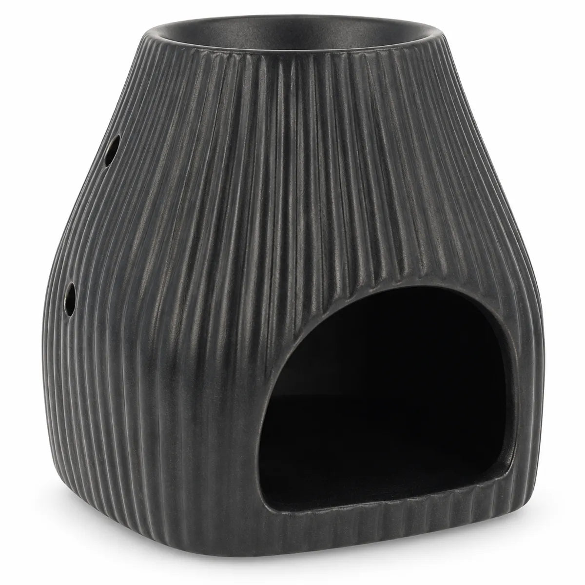 Brûleur Flare Désert Scentchips - Diffuseur céramique gris anthracite design côtelé