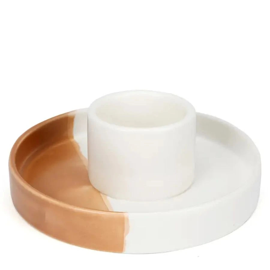 un porte palo santo et sauge bicolore en céramique