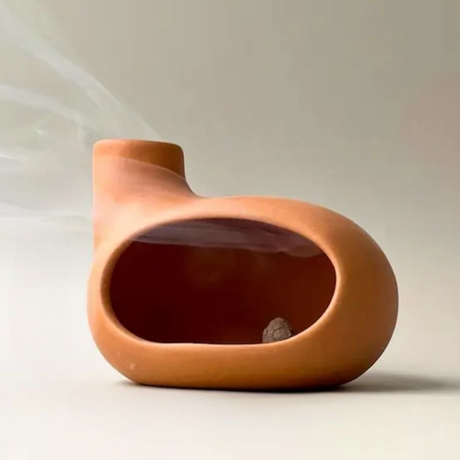 Brûleur d'Encens & Palo Santo en Céramique modèle 'Petite maison orange'