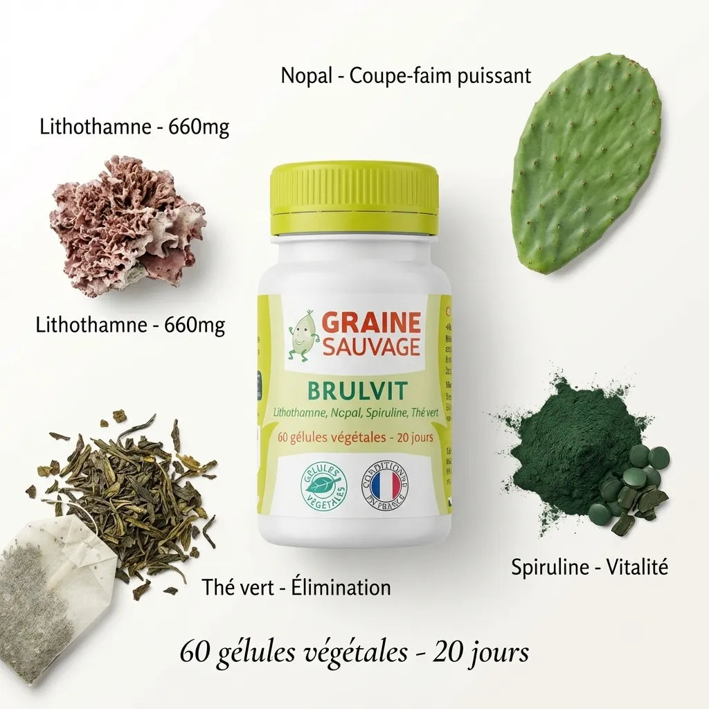 Brulvit 60 gélules - Complément minceur avec Lithothamne, Nopal, Spiruline et Thé vert
