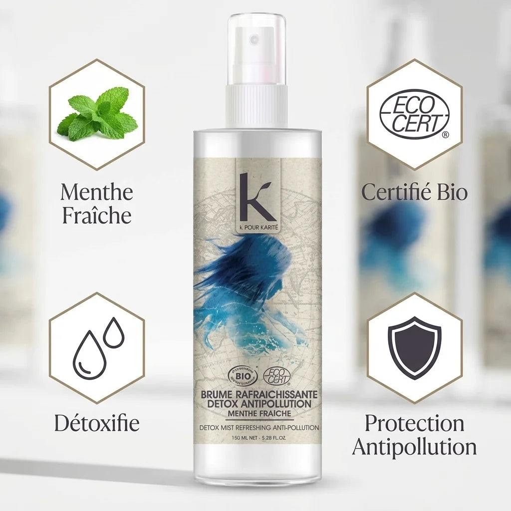 Brume Détox Antipollution K pour Karité 150ml avec ingrédients naturels et certification bio