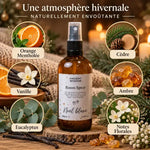 Brume d'intérieur Noël blanc 100ml avec ingrédients naturels : orange, vanille, cèdre et eucalyptus