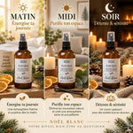 Brume d'oreiller Noël blanc 100ml - Rituel matin, midi, soir avec flacon spray et décoration hivernale