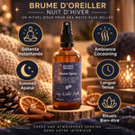 Brume d'oreiller Nuit d'hiver 100ml avec bénéfices relaxation, sommeil apaisé et bien-être
