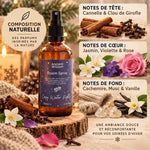 Brume d'intérieur Nuit d'hiver 100ml avec ingrédients naturels cannelle, jasmin, rose et vanille