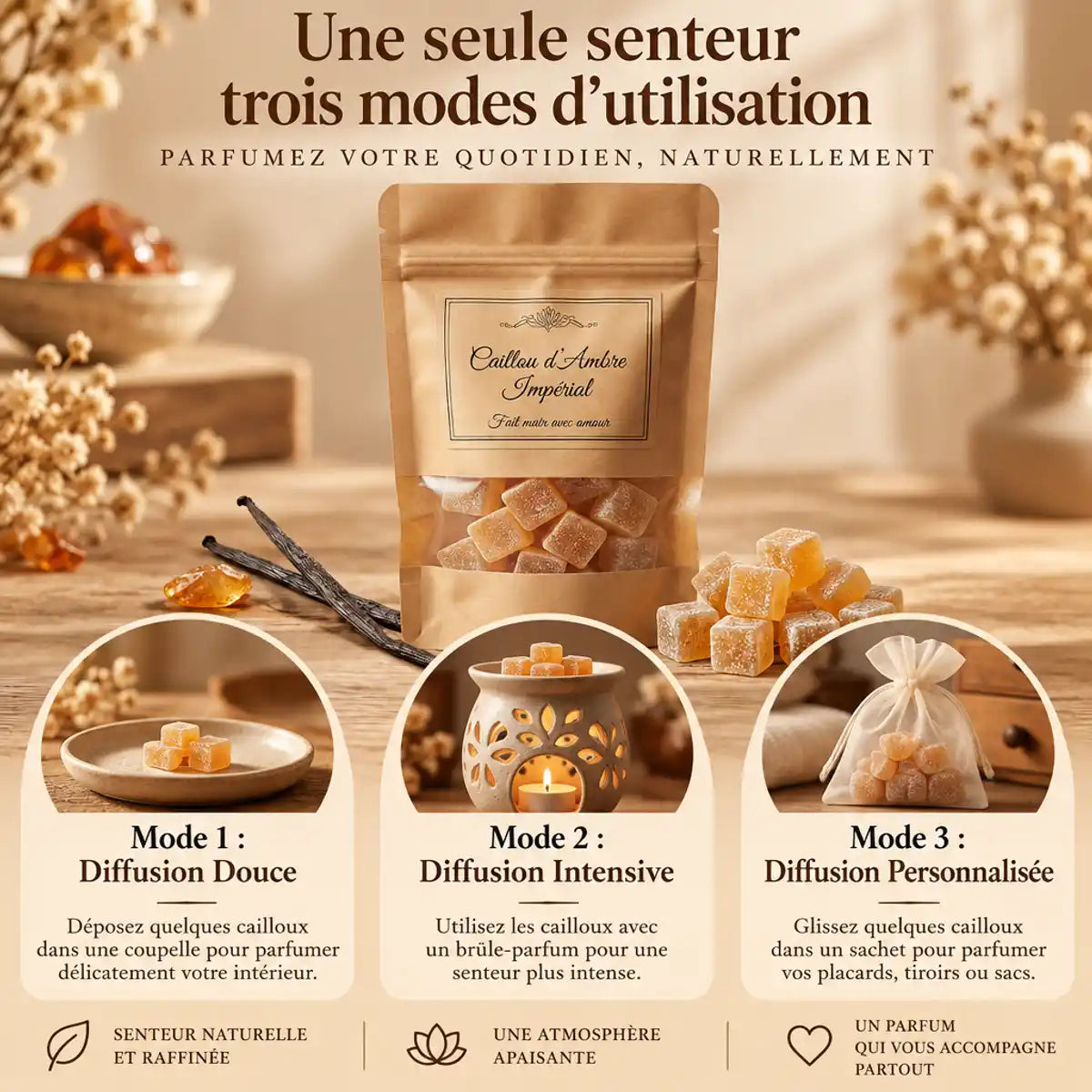 Cailloux Ambre Impérial diffuseur trois modes - Jardin Grand Père