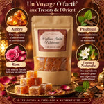 Cailloux Ambre Maharani packaging luxe avec ingrédients naturels rose patchouli essence