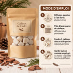 Cailloux de cèdre parfumés dans un sachet kraft avec mode d'emploi pour la diffusion d'odeur, jardin de mon grand-père
