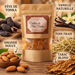Parfum solide Cailloux Fève de Tonka avec ingrédients naturels : vanille, foin, tabac blond et amande douce