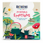 Calendrier de l'Avent Biohême 24 Rituels Émotions : boîte carrée de 24 infusions bio sur fond blanc
