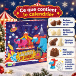 Calendrier de l'Avent enfant chocolat bio Belledonne 150 g : contenu du calendrier, bonbons et figurines au chocolat au lait et blanc