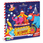 Calendrier de l'Avent enfant chocolat bio Belledonne avec illustrations de cirque, 24 bonbons chocolatés, 150 g