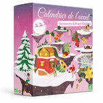 Calendrier de l'Avent potager bio 24 sachets de graines, boîte carton rose et lavande avec illustration d'hiver, logo AB