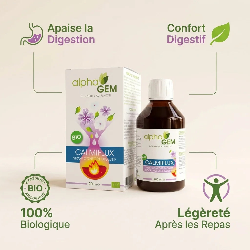 Calmiflux bio 200ml - Complément digestif biologique Alphagem avec bénéfices santé