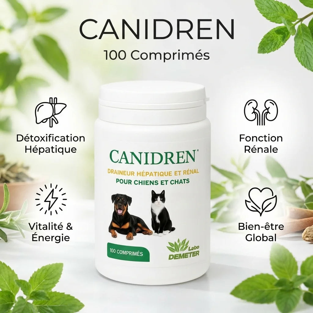 Canidren draineur hépatique et rénal pour chien et chat - 100 comprimés Labo-Demeter