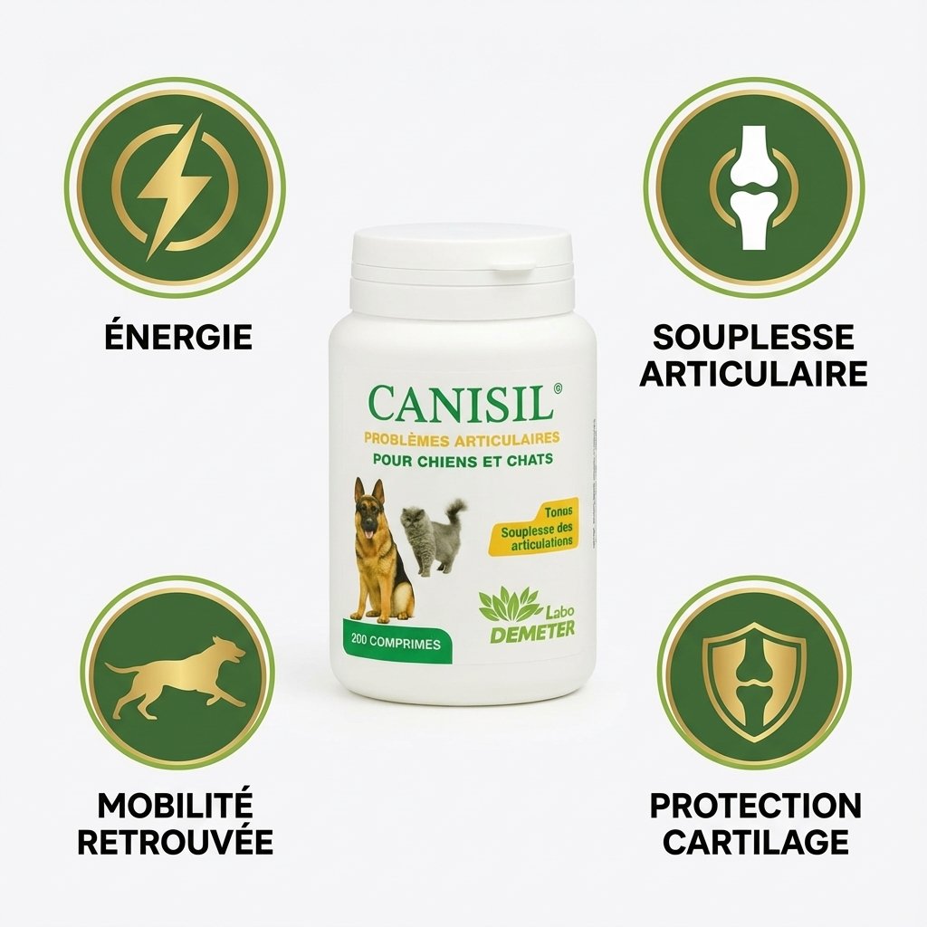 Canisil 200 comprimés anti-inflammatoire pour arthrose chien chat avec bénéfices articulation et mobilité