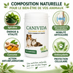 Canivida 100 comprimés anti-âge naturel chien chat avec spiruline glucosamine curcuma antioxydants