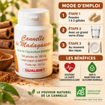 Cannelle de Ceylan Bio 100 gélules Qualidiet avec mode d'emploi et bienfaits cardiovasculaires