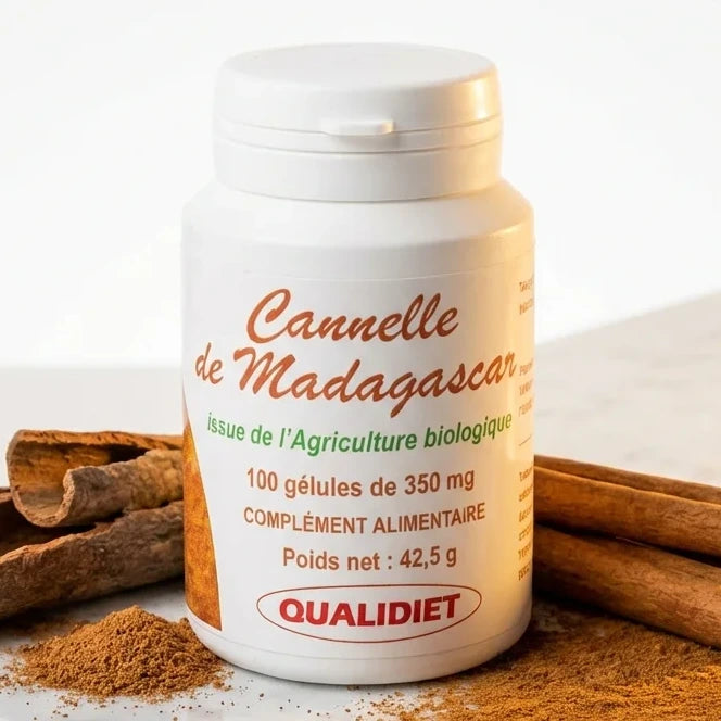 Cannelle de Ceylan Bio Vitalosmose 100 gélules avec bâtons de cannelle naturels