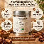 Cannelle moulue bio 50g Place des Épices avec bâtons de cannelle, dosage et conseils conservation