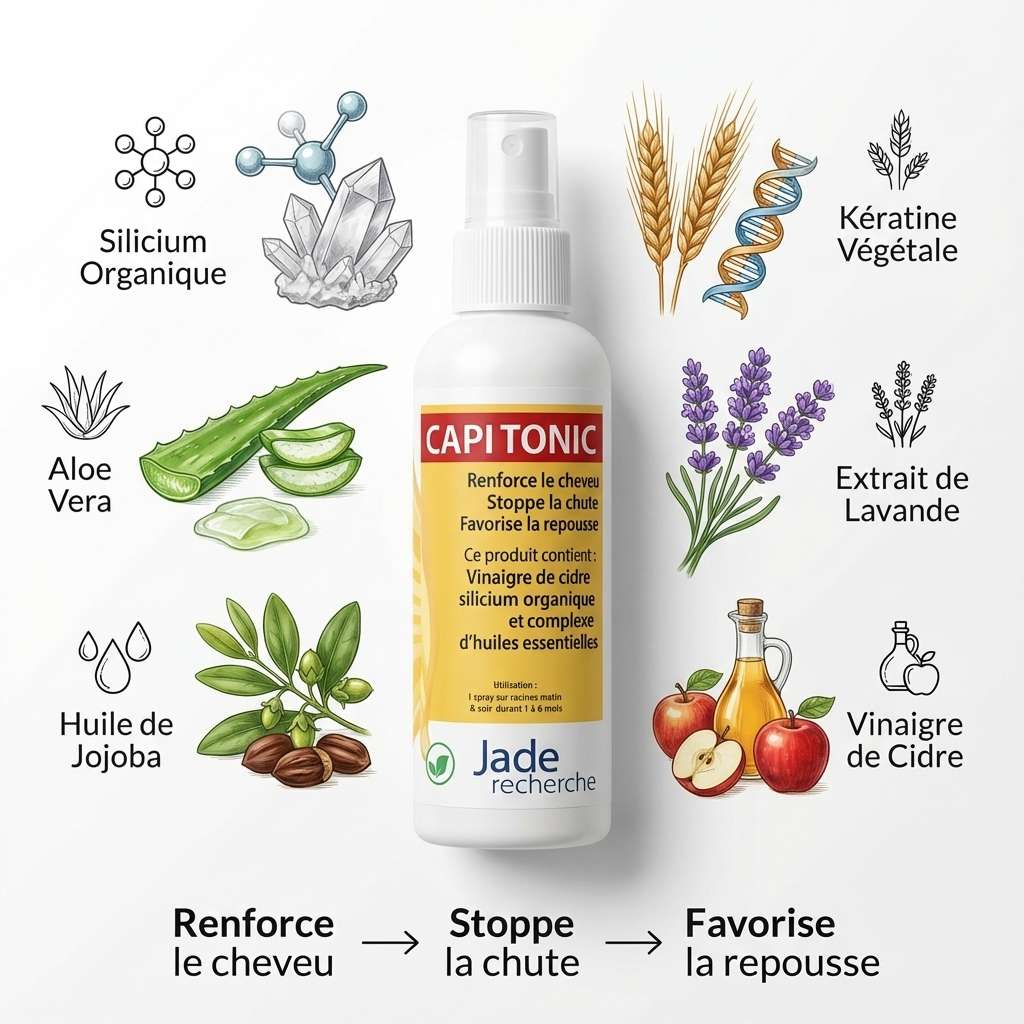 Capitonic 125ml - Sérum anti-chute avec silicium organique, aloe vera et kératine végétale pour la repousse des cheveux