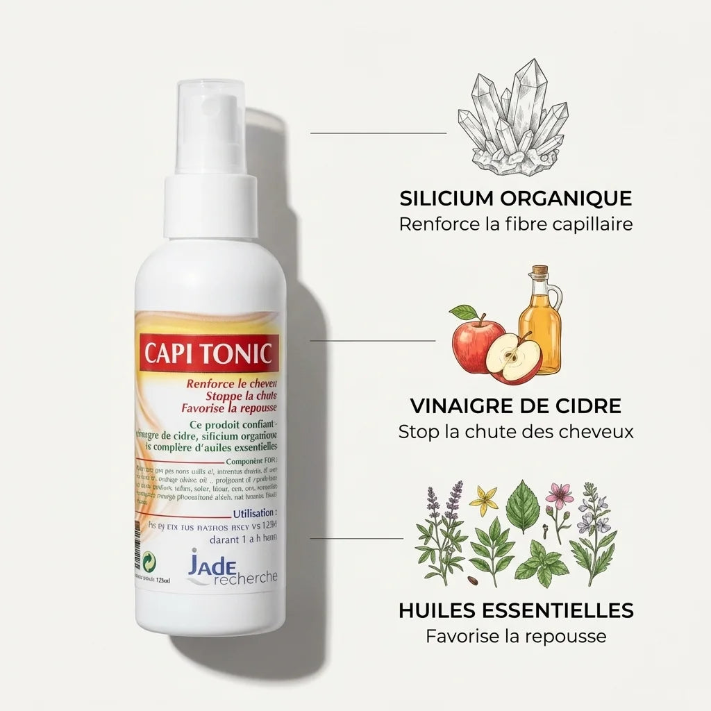 Capitonic 125ml traitement anti-chute cheveux avec ingrédients silicium organique vinaigre cidre huiles essentielles