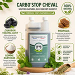 Carbo'Stop Cheval Naturacheval - Bouteille 1L avec ingrédients naturels charbon actif et propolis