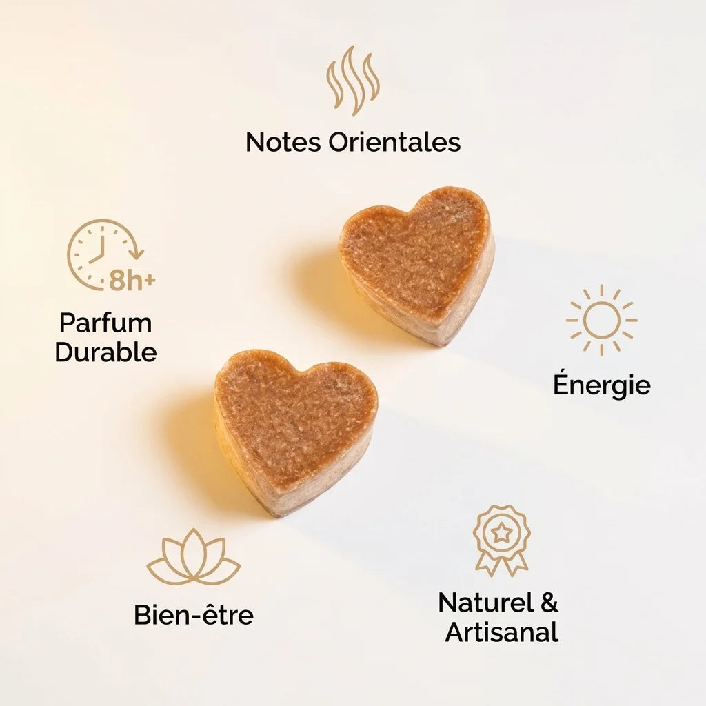 Carré d'Ambre cœur ByBazz - Parfum solide naturel aux notes orientales pour bien-être