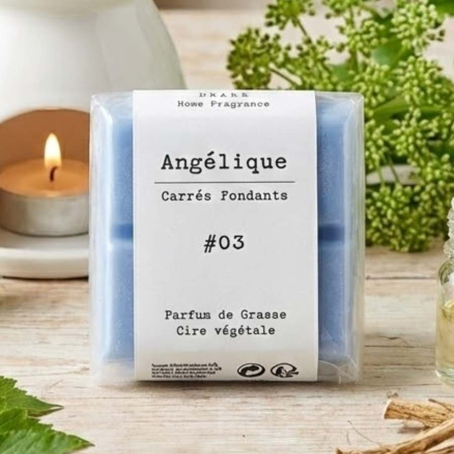 Un paquet de quatre carrés fondants Drake à la senteur Angélique