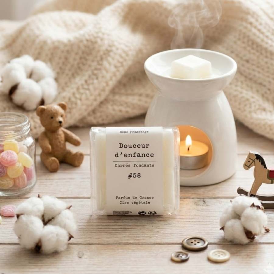 Un paquet de quatre carrés fondants Drake à la senteur Douceur d'Enfance