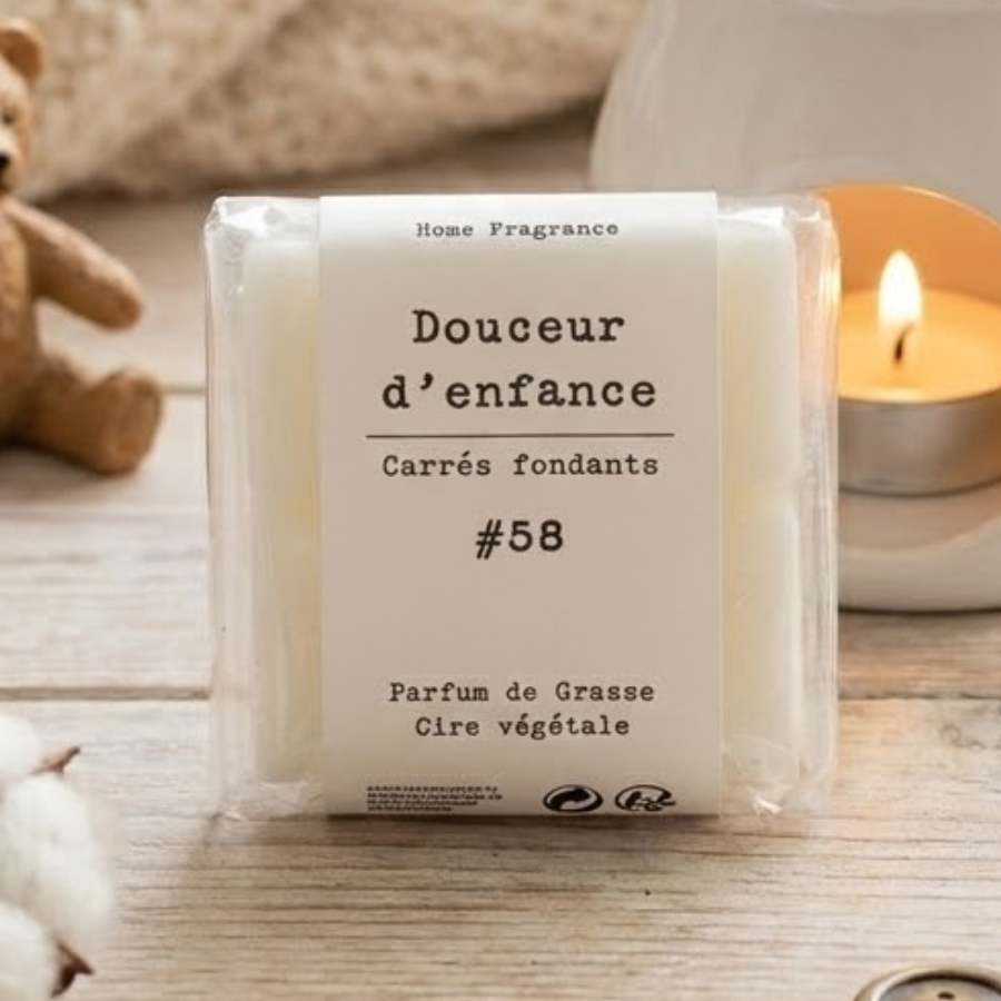 Un paquet de quatre carrés fondants Drake à la senteur Douceur d'Enfance