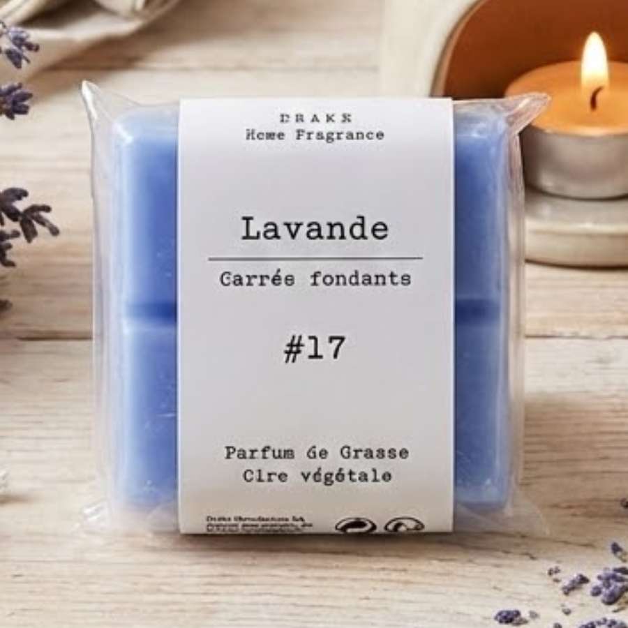 Un paquet de quatre carrés fondants Drake à la senteur Lavande