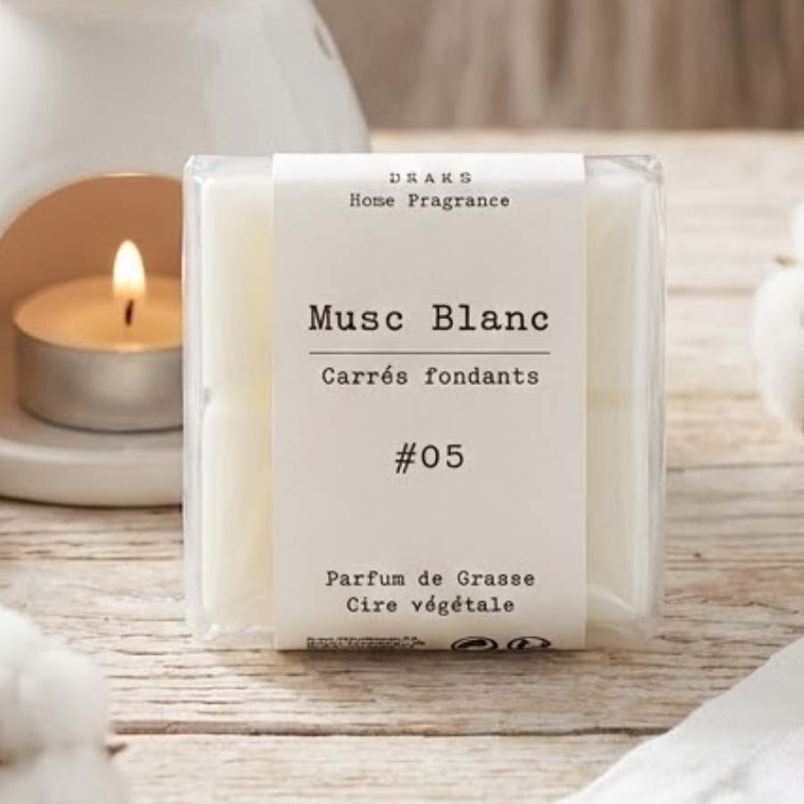 Un paquet de quatre carrés fondants Drake à la senteur Musc Blanc