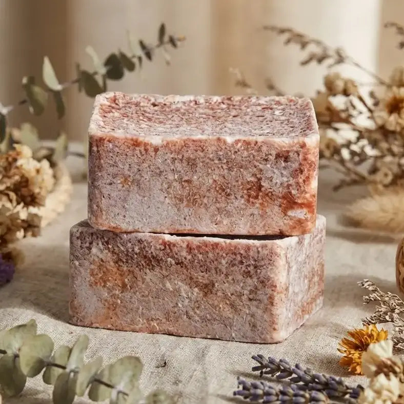 Carrés d'Ambre fondants ByBazz 2x25g sur surface lin avec éléments botaniques