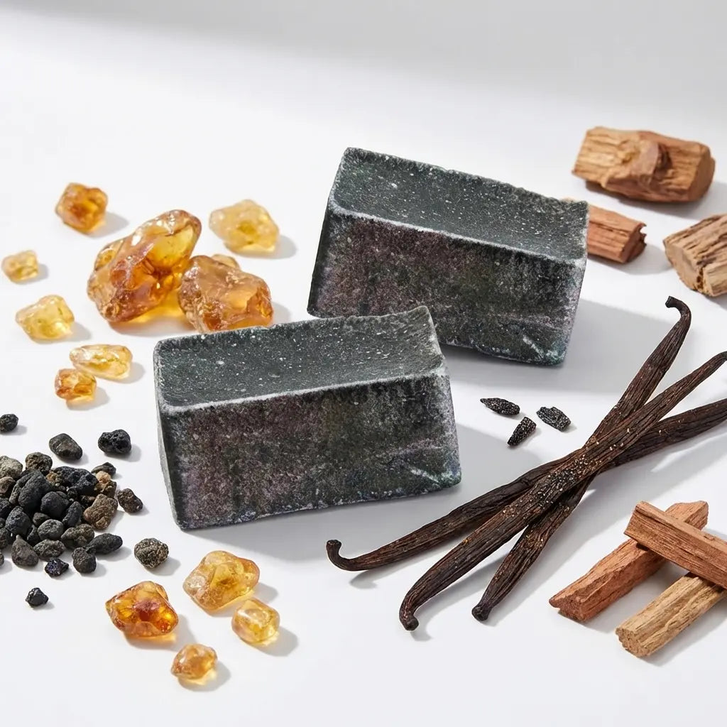 Carrés d'Ambre Musc Noir ByBazz avec ingrédients naturels et ambiance luxe